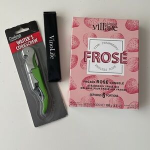 Gourmet Village Pink Strawberry Frose and two corkscrews